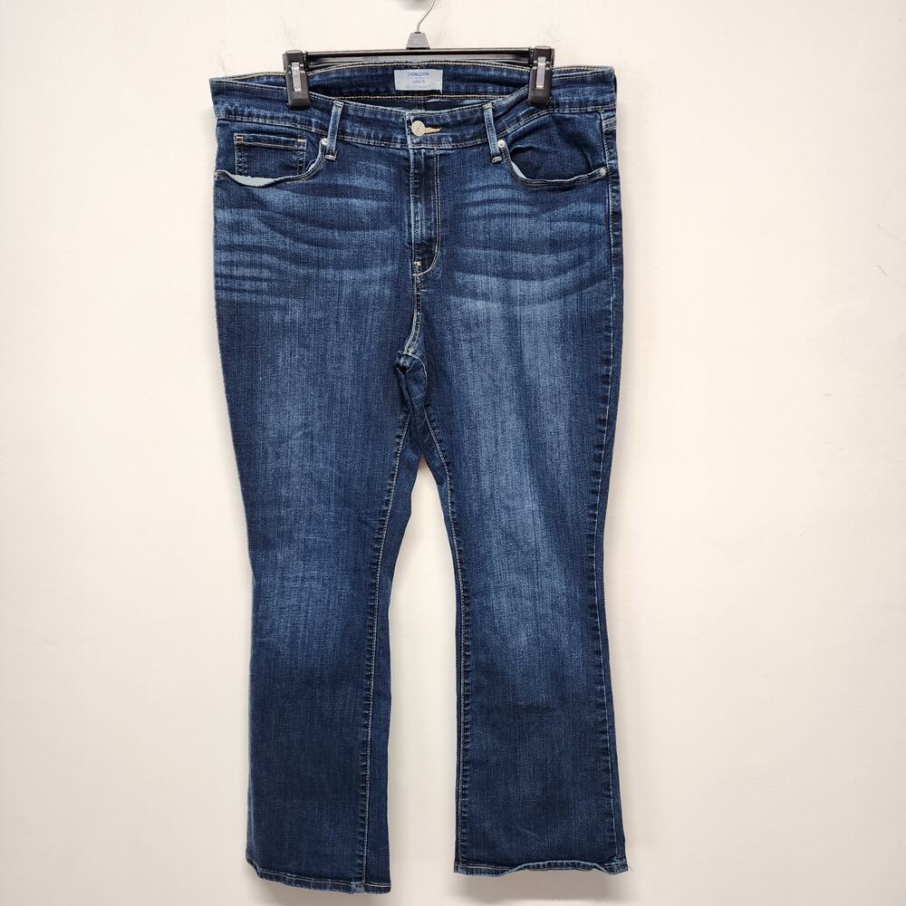 Levis Denizen Womens Bootcut Jeans Size 16 34x29 Dark Wash Mid Rise Stretch Boho
